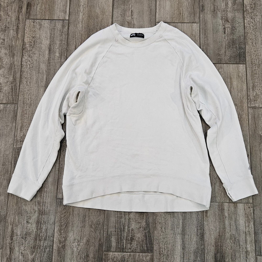 Nike SB Sweatshirt Mens‎ Size XL Off White Raglan Cotton Crewneck Pullover Skate
